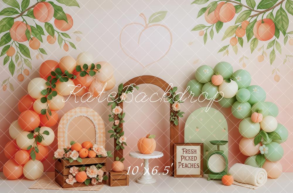 Kate Peach Mint Fruit Garden Backdrop Designed by Patty Roberts - Kate Backdrop AU