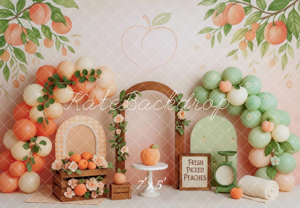 Kate Peach Mint Fruit Garden Backdrop Designed by Patty Roberts - Kate Backdrop AU