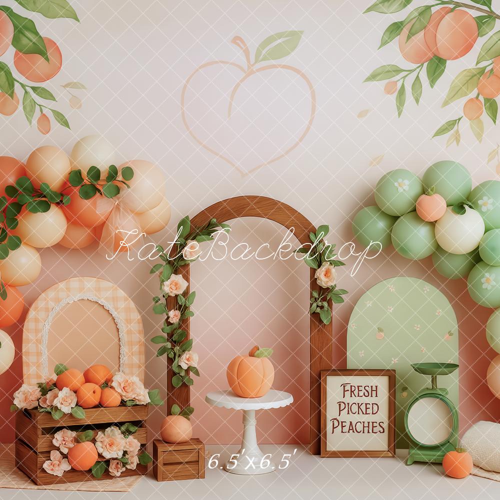 Kate Peach Mint Fruit Garden Backdrop Designed by Patty Roberts - Kate Backdrop AU