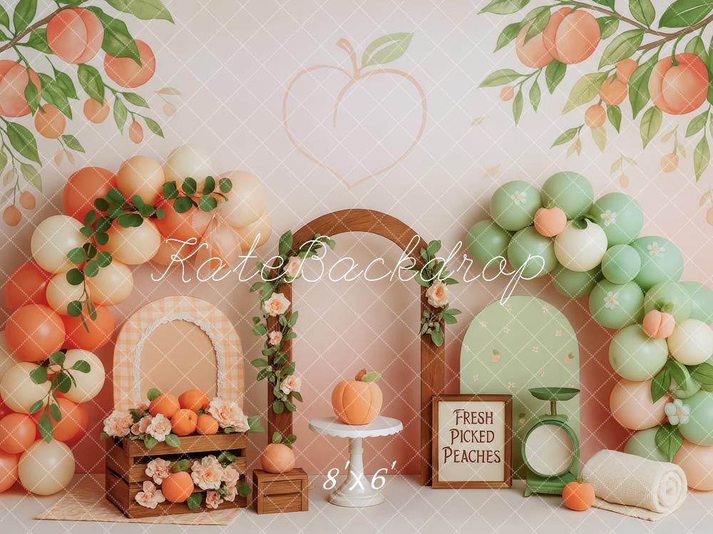 Kate Peach Mint Fruit Garden Backdrop Designed by Patty Roberts - Kate Backdrop AU