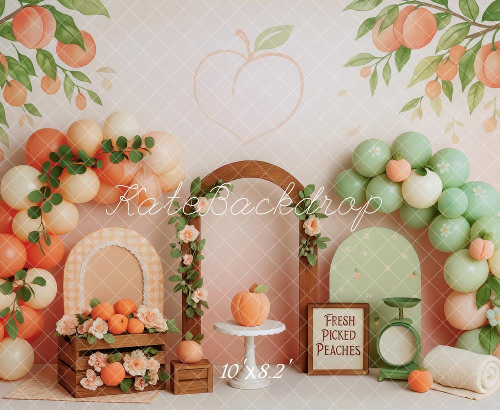 Kate Peach Mint Fruit Garden Backdrop Designed by Patty Roberts - Kate Backdrop AU