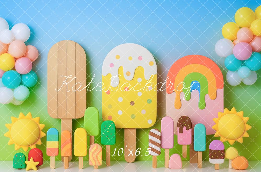 Kate Popsicle Rainbow Pastel Party Backdrop Designed by Patty Roberts - Kate Backdrop AU