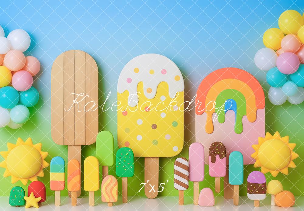 Kate Popsicle Rainbow Pastel Party Backdrop Designed by Patty Roberts - Kate Backdrop AU