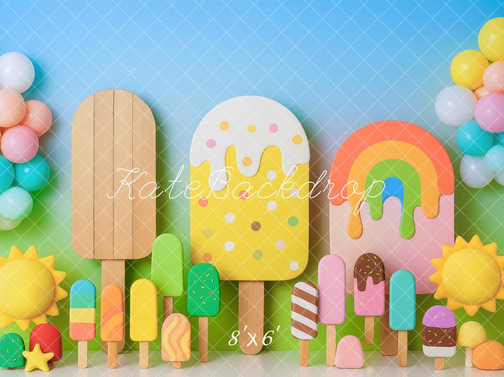Kate Popsicle Rainbow Pastel Party Backdrop Designed by Patty Roberts - Kate Backdrop AU