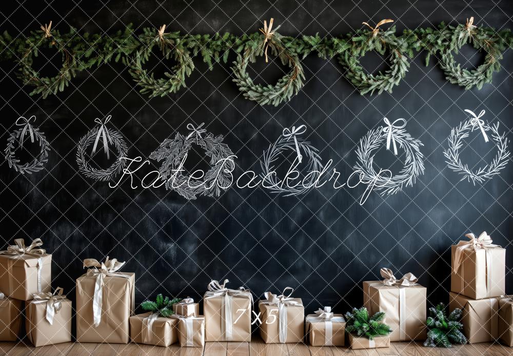Kate Chalkboard Christmas Wreath Backdrop Designed by Patty Roberts - Kate Backdrop AU