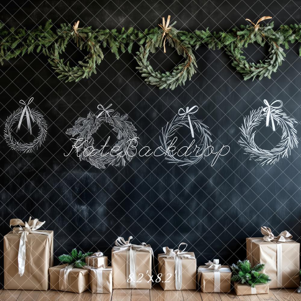 Kate Chalkboard Christmas Wreath Backdrop Designed by Patty Roberts - Kate Backdrop AU