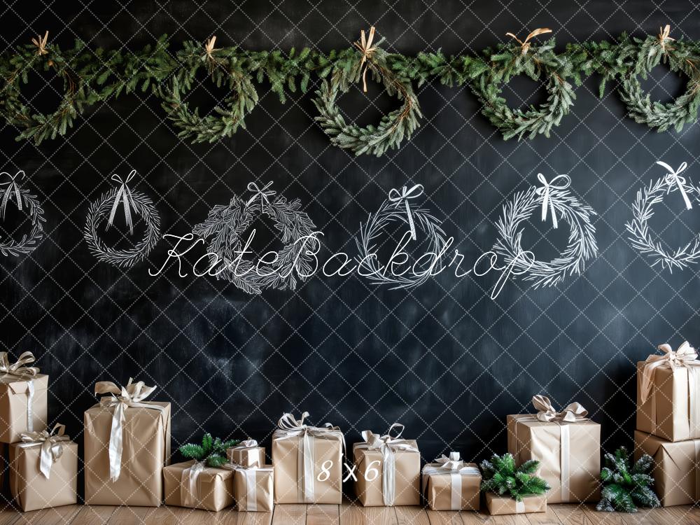 Kate Chalkboard Christmas Wreath Backdrop Designed by Patty Roberts - Kate Backdrop AU