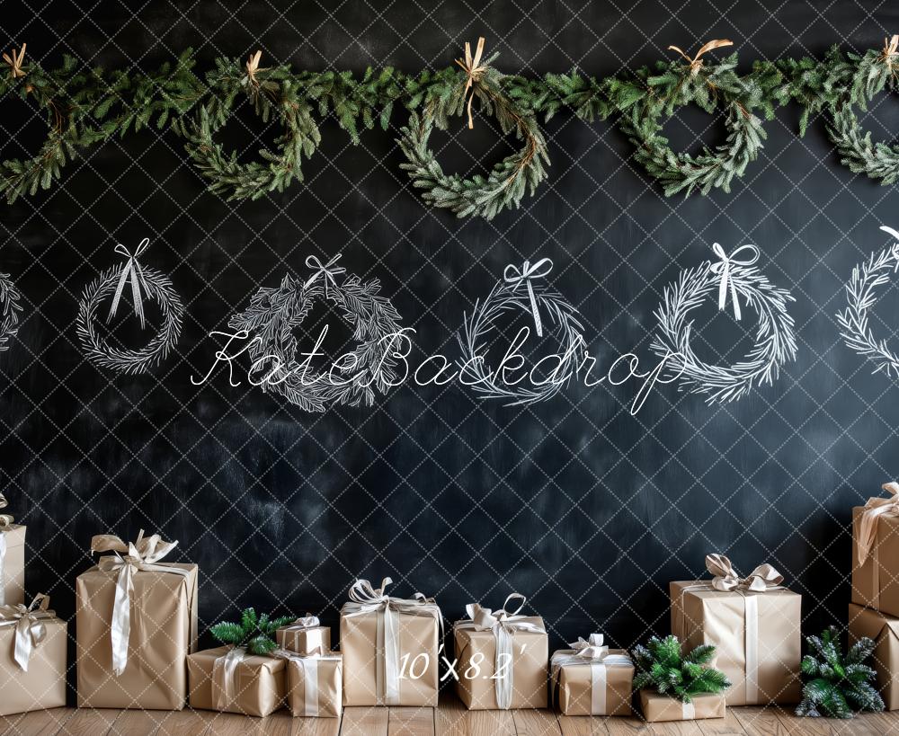 Kate Chalkboard Christmas Wreath Backdrop Designed by Patty Roberts - Kate Backdrop AU