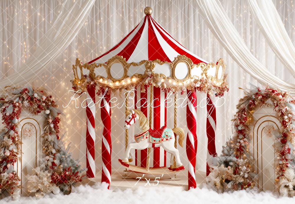 Kate Christmas Circus Carousel Backdrop Designed by Patty Roberts - Kate Backdrop AU