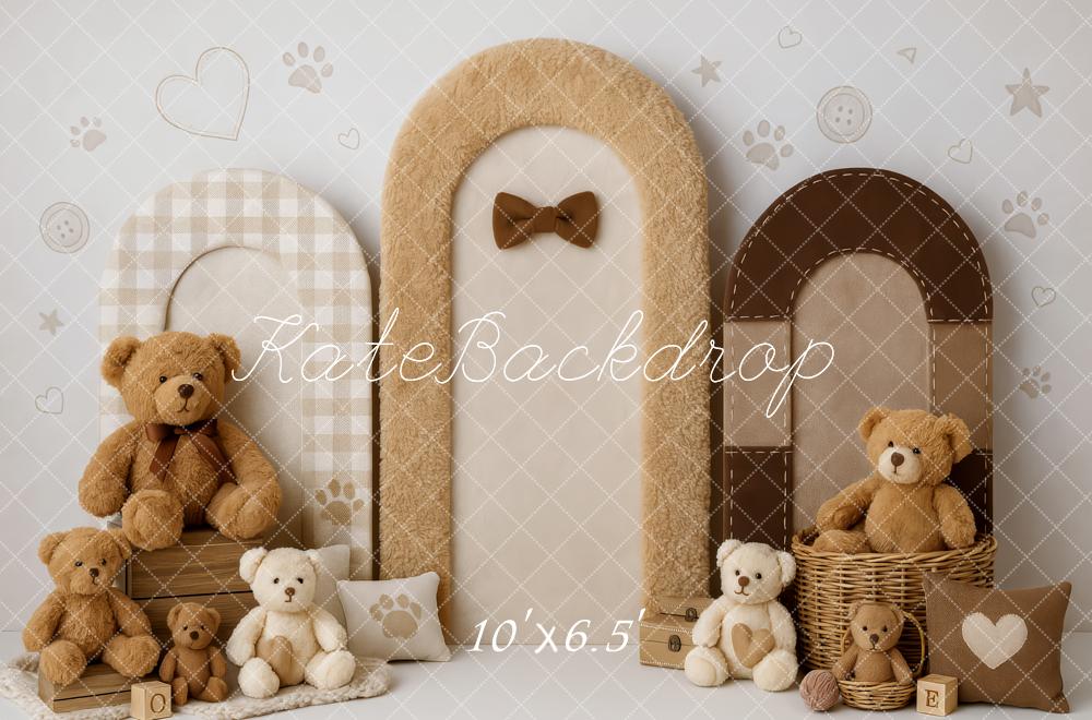 Kate Teddy Bear Beige Arches Backdrop Designed by Patty Roberts - Kate Backdrop AU