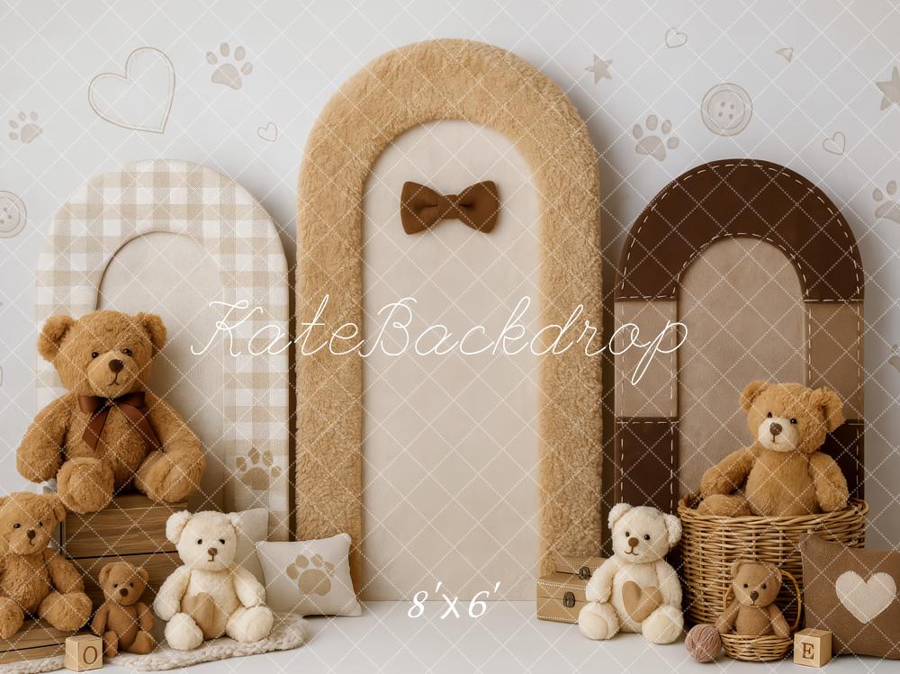 Kate Teddy Bear Beige Arches Backdrop Designed by Patty Roberts - Kate Backdrop AU
