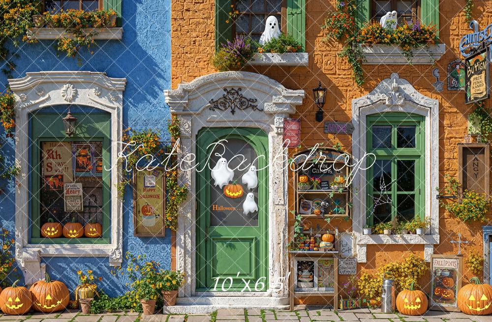 Kate Halloween Backdrop Street Ghost Building Designed by Emetselch