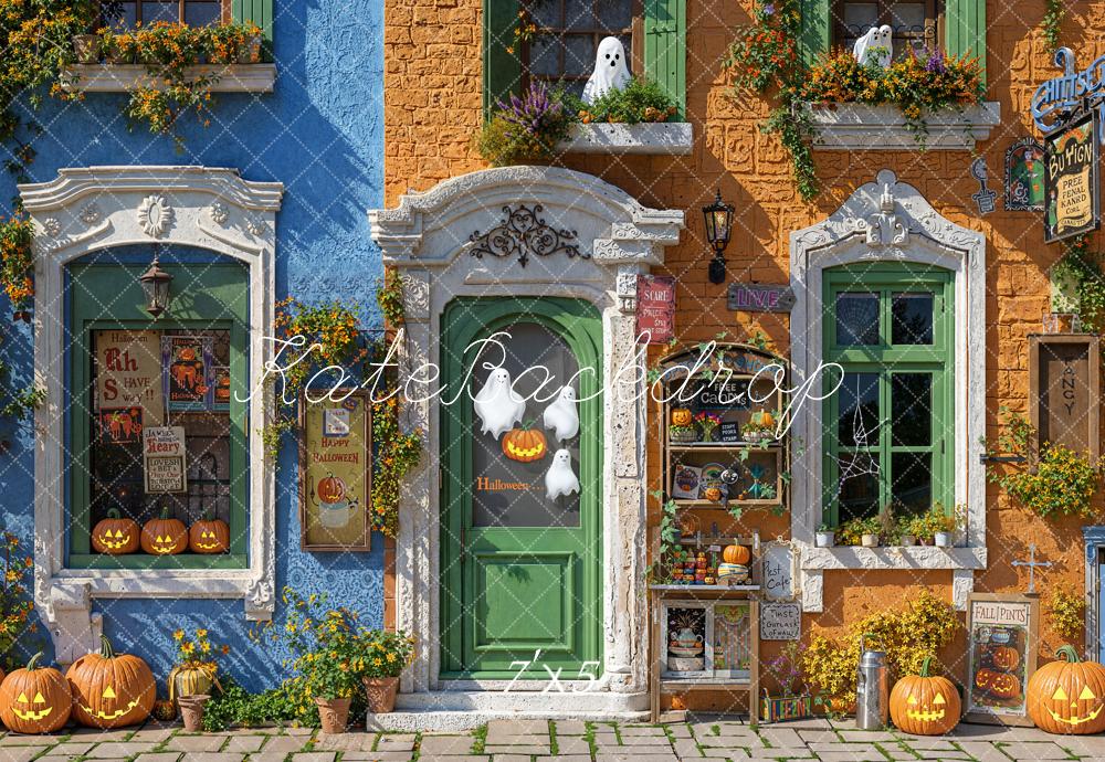 Kate Halloween Backdrop Street Ghost Building Designed by Emetselch