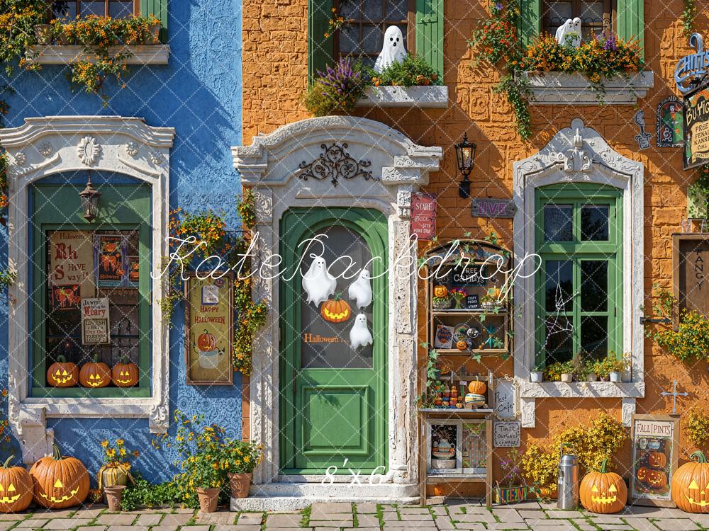 Kate Halloween Backdrop Street Ghost Building Designed by Emetselch