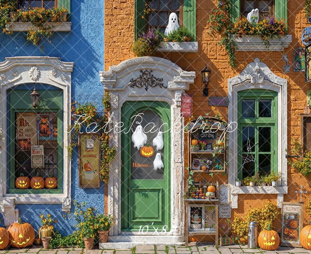 Kate Halloween Backdrop Street Ghost Building Designed by Emetselch