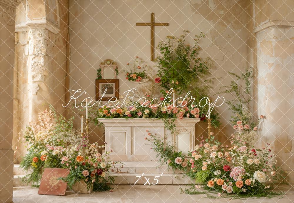 Kate Vintage Wedding Floral Backdrop Cross Candlestick Designed by Emetselch