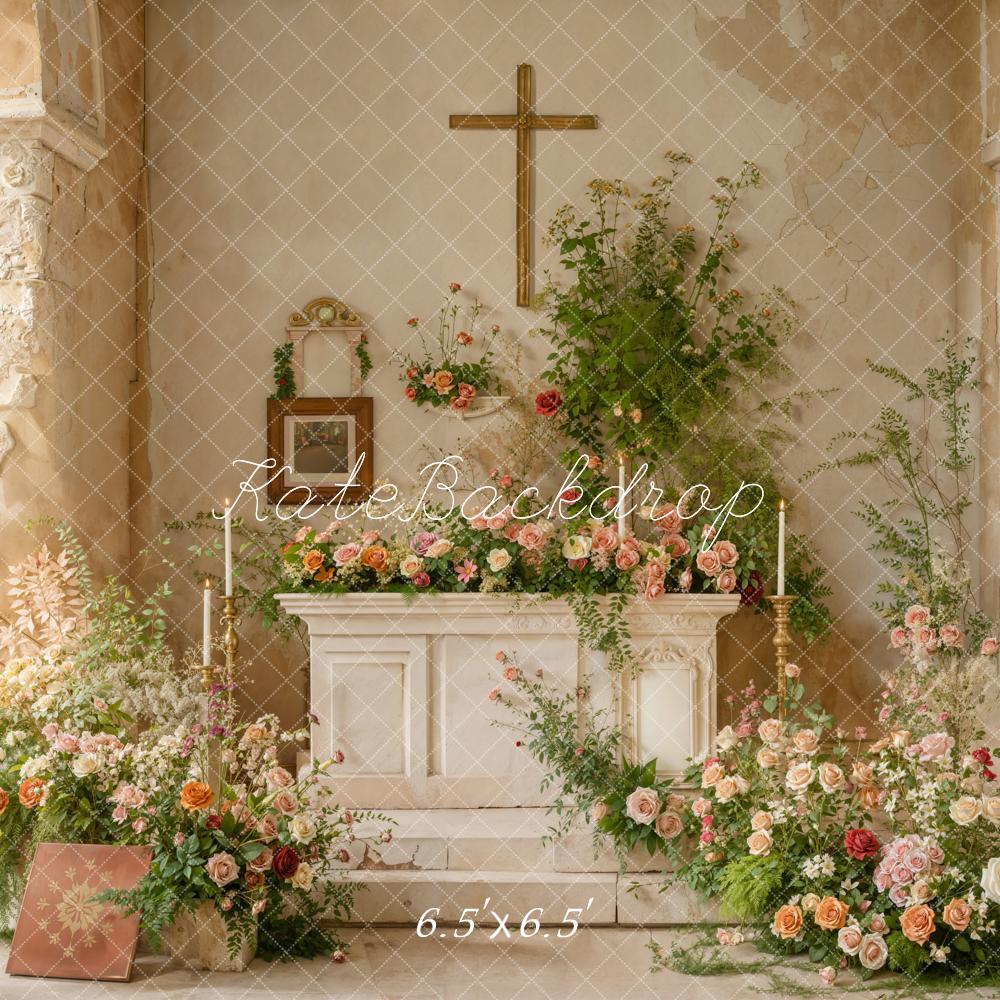Kate Vintage Wedding Floral Backdrop Cross Candlestick Designed by Emetselch