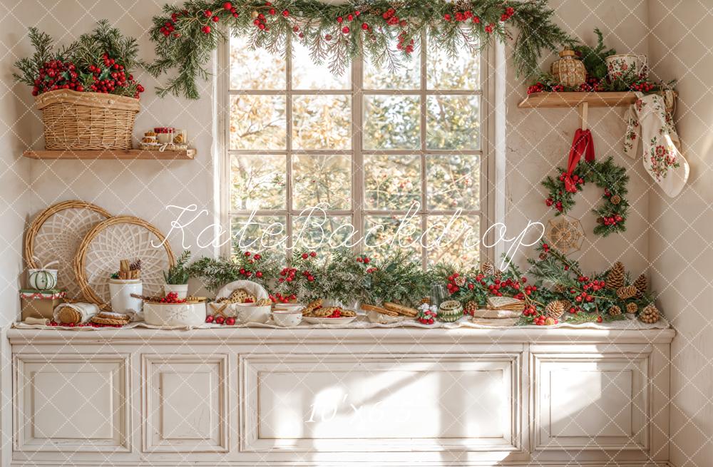 Kate Christmas White Kitchen Backdrop Designed by Emetselch