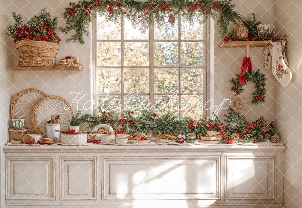 Kate Christmas White Kitchen Backdrop Designed by Emetselch