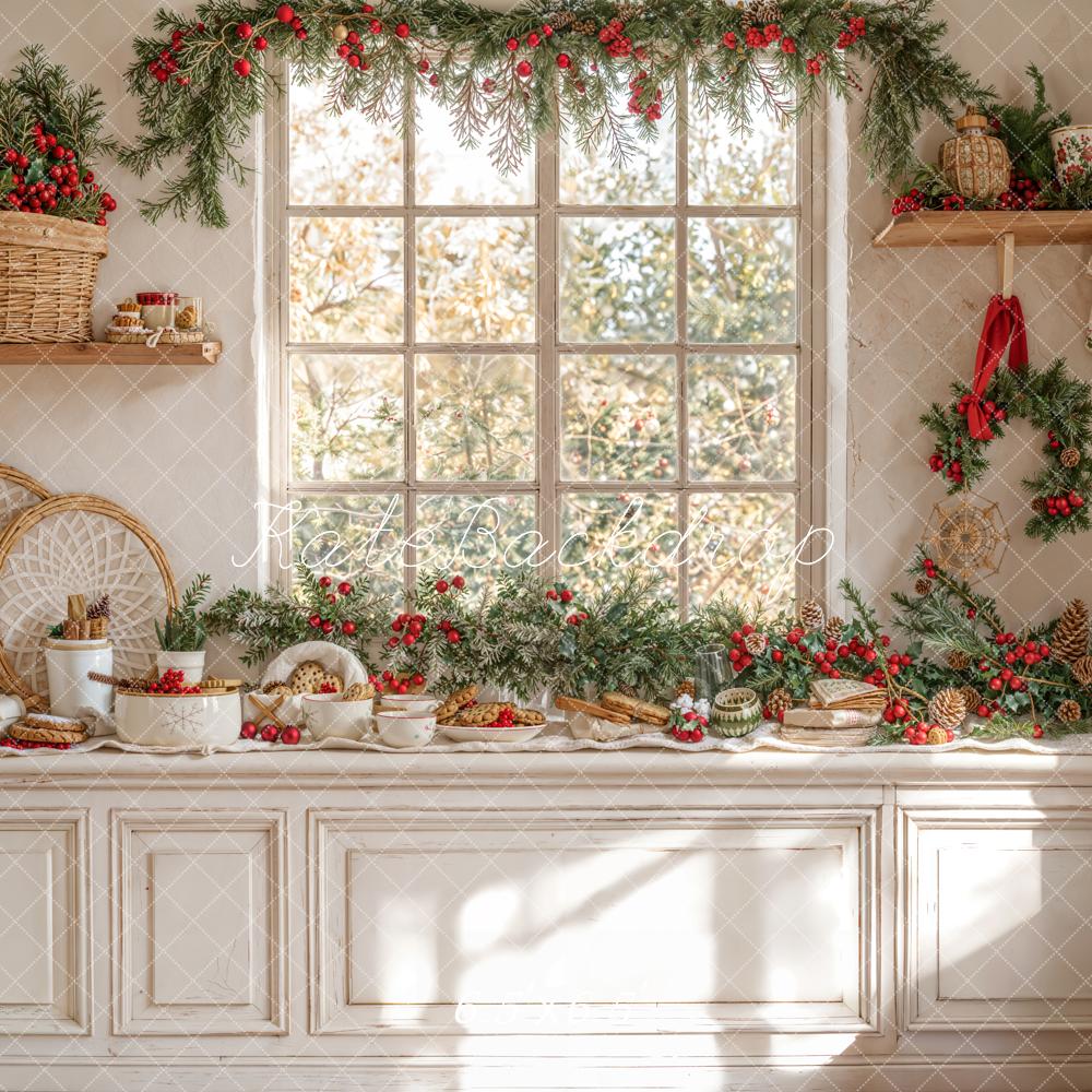 Kate Christmas White Kitchen Backdrop Designed by Emetselch