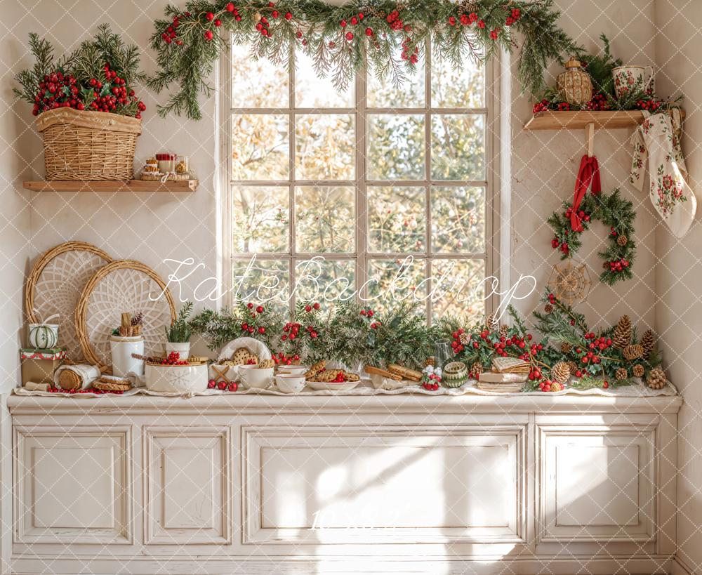 Kate Christmas White Kitchen Backdrop Designed by Emetselch