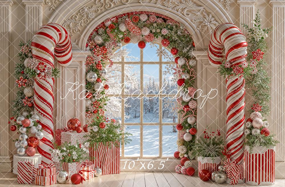 Kate Christmas Backdrop Candy Cane Decoration Designed by Emetselch - Kate Backdrop AU