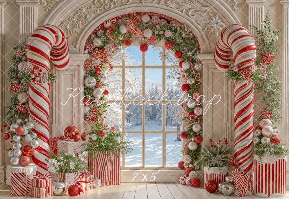 Kate Christmas Backdrop Candy Cane Decoration Designed by Emetselch - Kate Backdrop AU