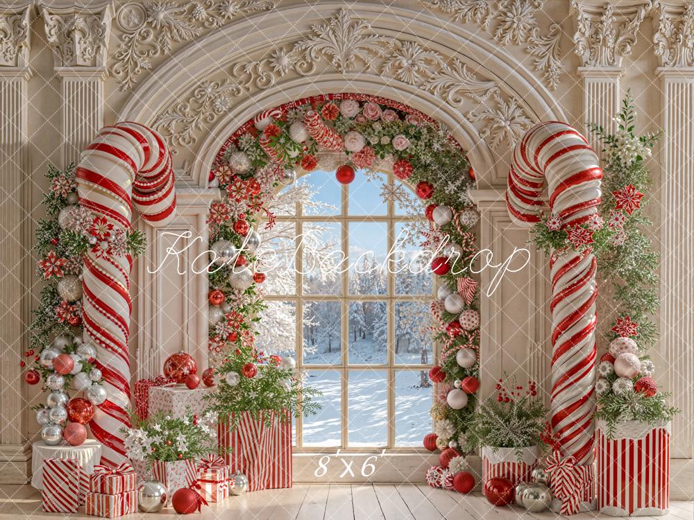 Kate Christmas Backdrop Candy Cane Decoration Designed by Emetselch - Kate Backdrop AU