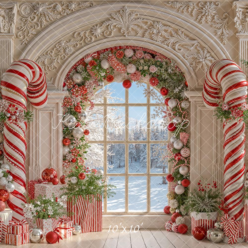 Kate Christmas Backdrop Candy Cane Decoration Designed by Emetselch - Kate Backdrop AU