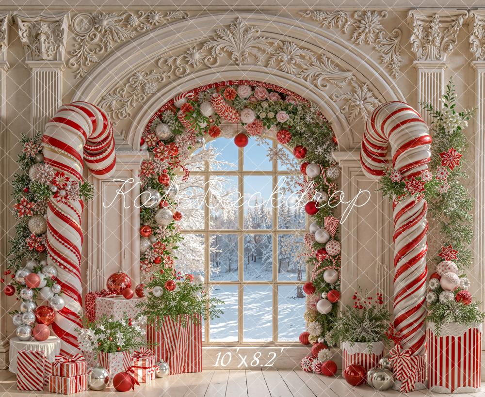 Kate Christmas Backdrop Candy Cane Decoration Designed by Emetselch - Kate Backdrop AU