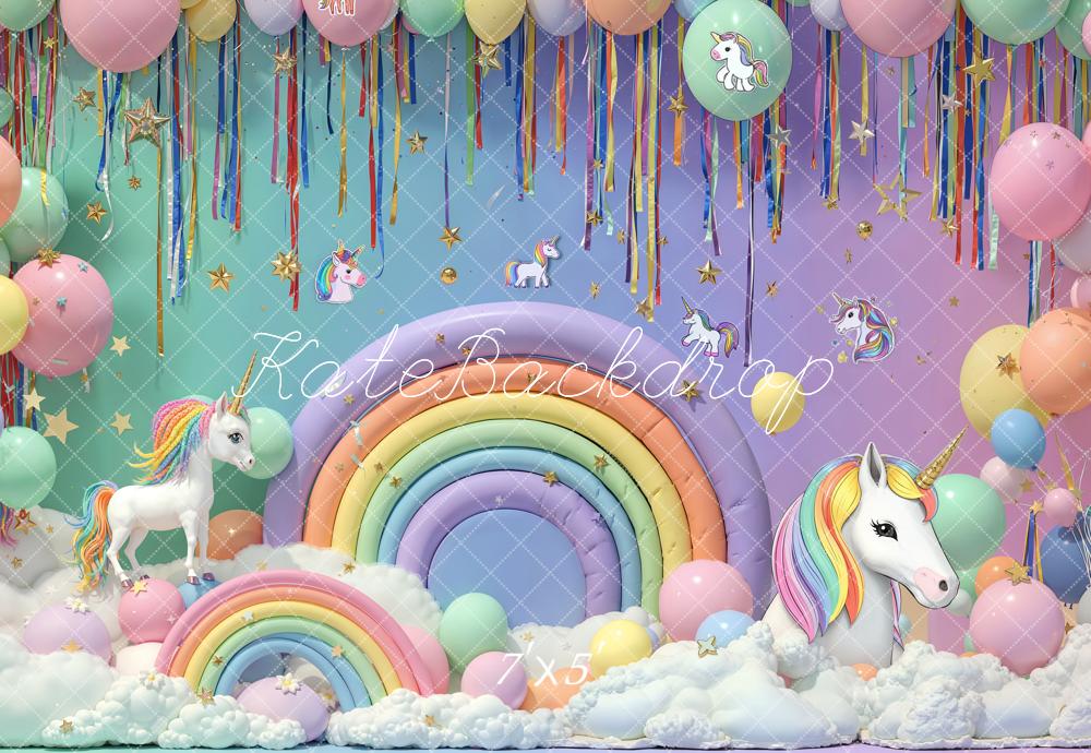 Kate Rainbow Cloud Unicorn Backdrop Cake Smash Designed by Emetselch