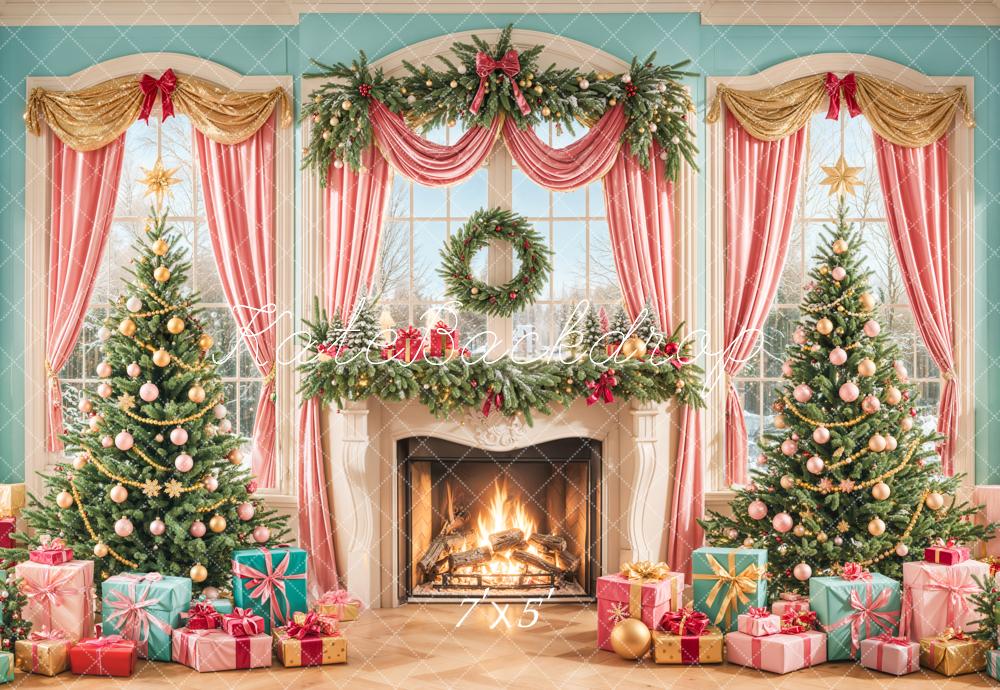 Kate Christmas Backdrop Trees Gifts Window Designed by Emetselch