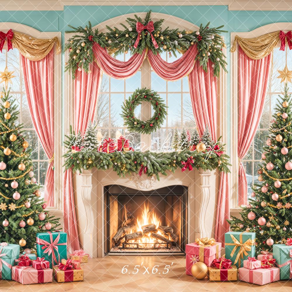 Kate Christmas Backdrop Trees Gifts Window Designed by Emetselch