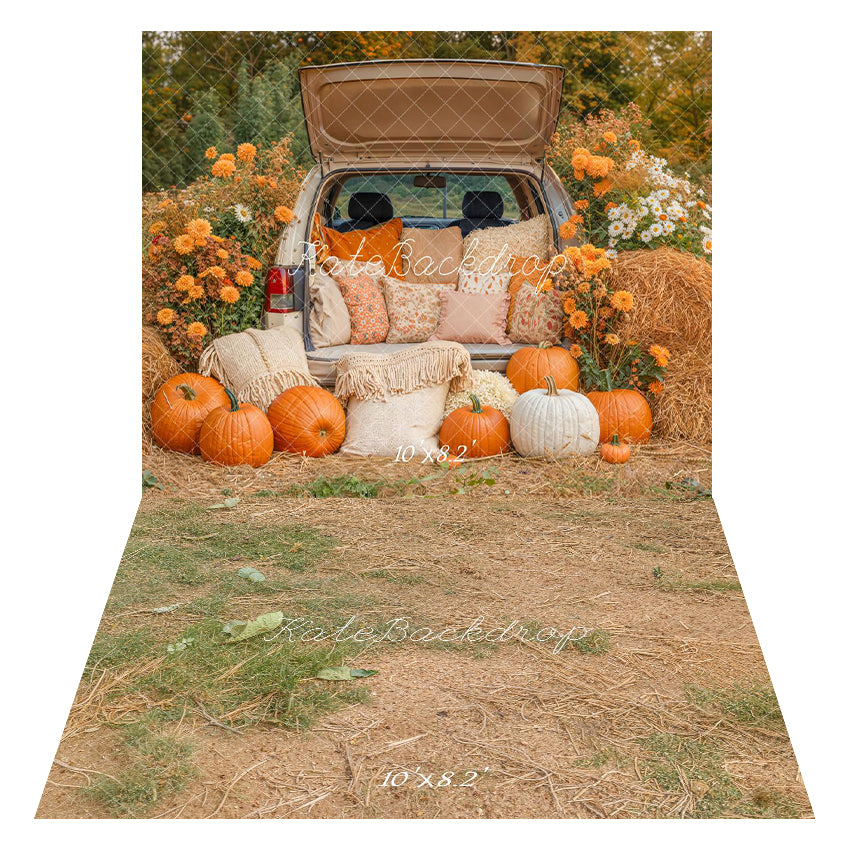 Kate Autumn Pumpkin Car Backdrop+Hay Floor Backdrop - Kate Backdrop AU