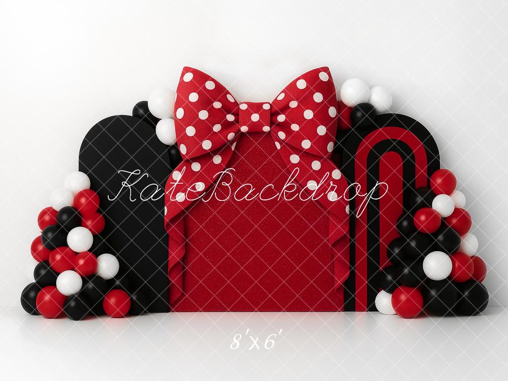 Kate Red Bow Birthday Party Backdrop Designed by Ashley Paul - Kate Backdrop AU