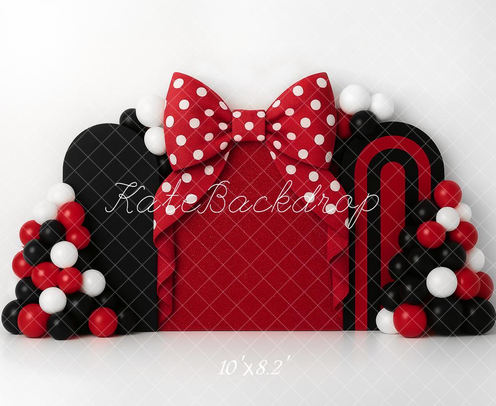 Kate Red Bow Birthday Party Backdrop Designed by Ashley Paul - Kate Backdrop AU