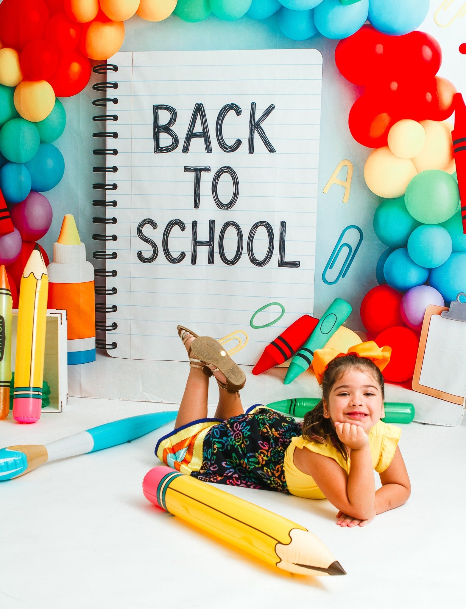 Kate Back To School Rainbow Balloons Stationery Backdrop Designed by Patty Roberts - Kate Backdrop AU