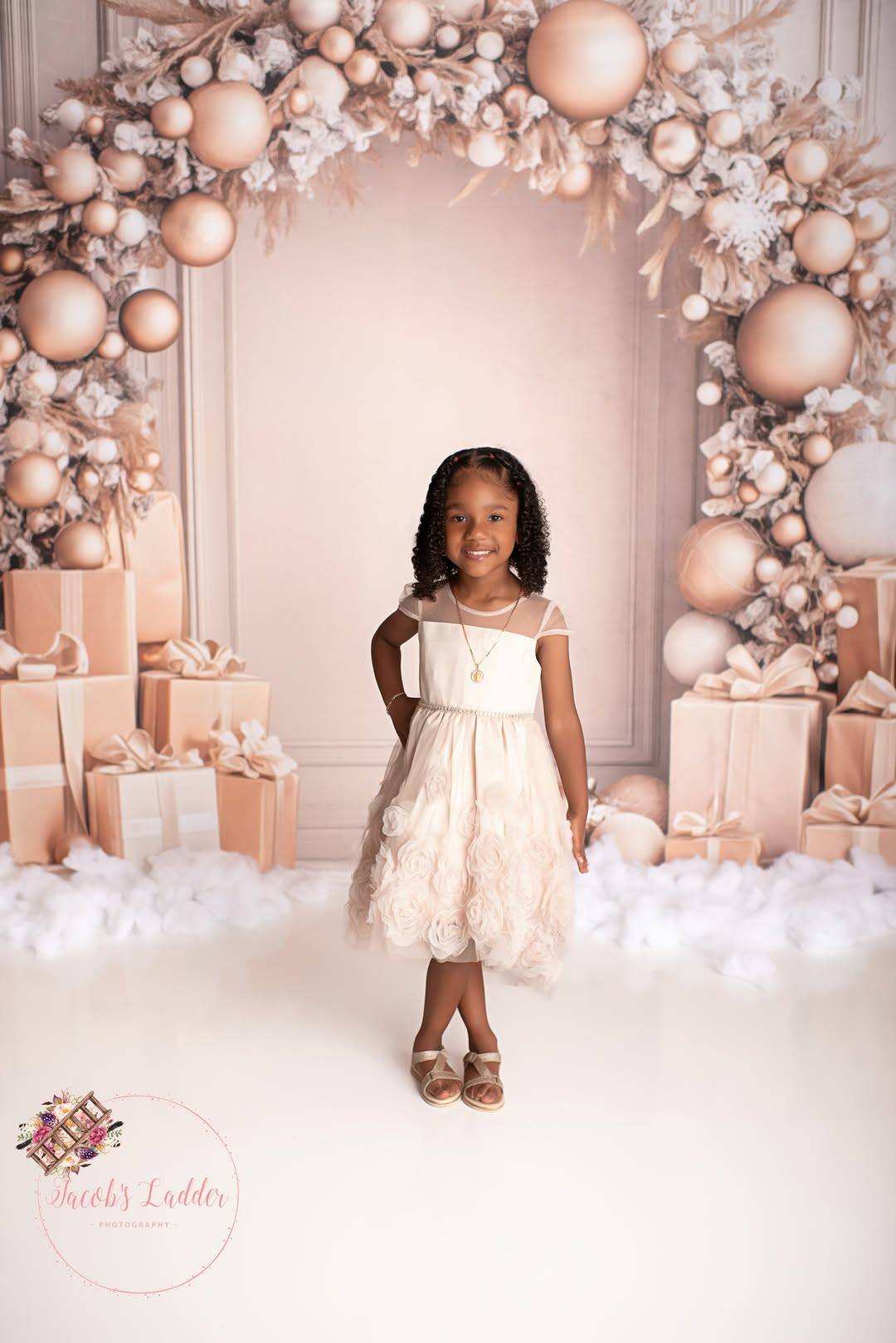 Kate Christmas Arch Gold Presents Backdrop Designed by Patty Roberts - Kate Backdrop AU