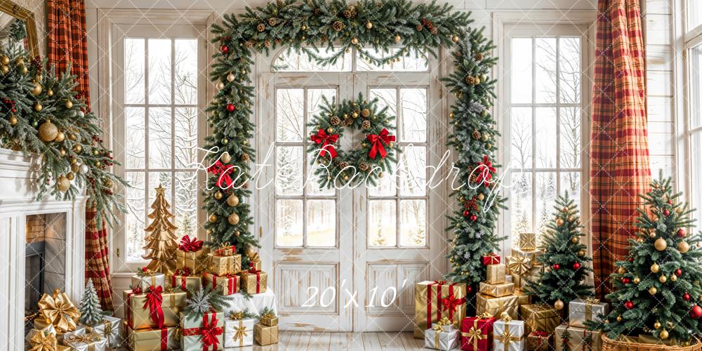 Kate Christmas Gift White Door Wreath Backdrop Designed by Emetselch