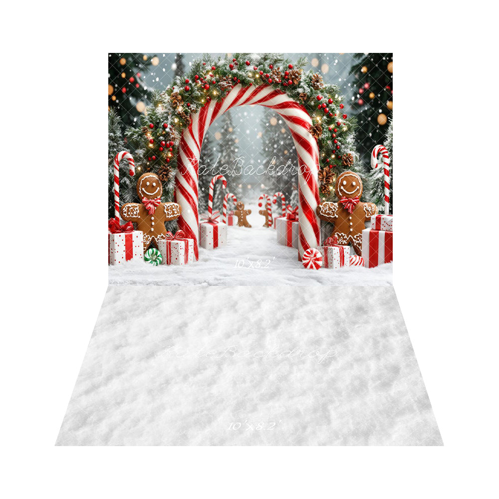Kate Candy Christmas Gingerbread Backdrop+White Snow Floor Backdrop - Kate Backdrop AU