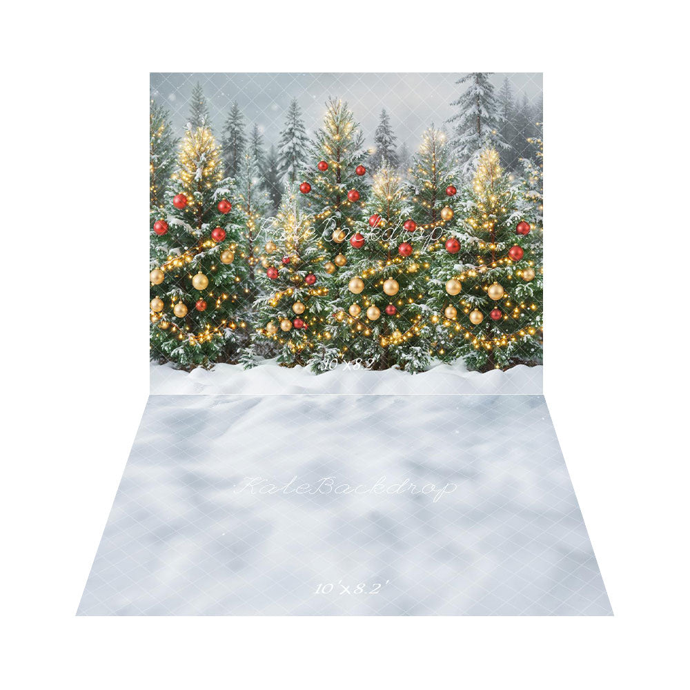 Kate Christmas Tree Forest Backdrop+Winter Snow Floor Backdrop - Kate Backdrop AU
