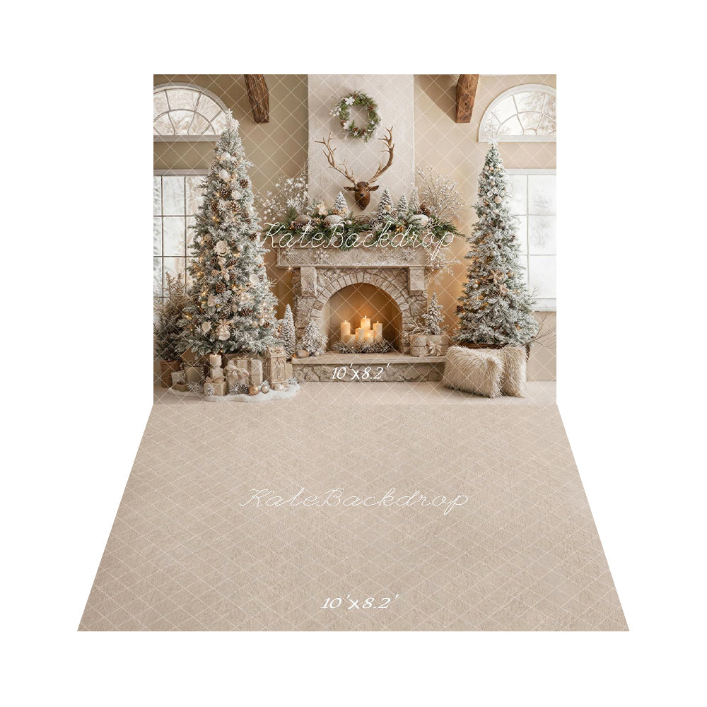 Kate Christmas Fireplace Decoration Backdrop+Abstract Floor Backdrop - Kate Backdrop AU