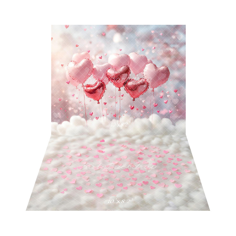 Kate Valentine's Day Heart-shaped Balloons + Clouds Floor Backdrop