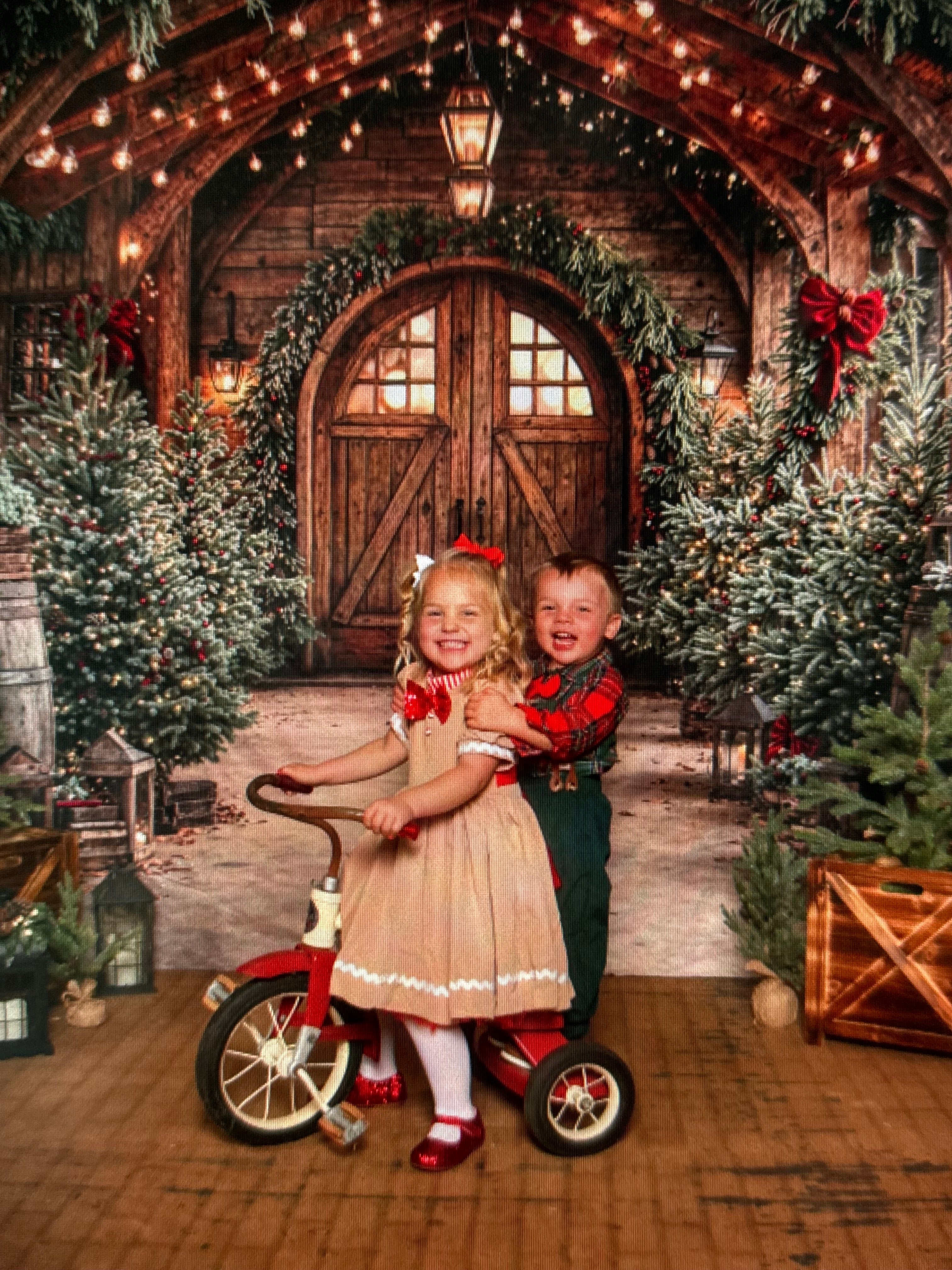 Kate Christmas Wooden Barrels Backdrop Designed by Emetselch - Kate Backdrop AU