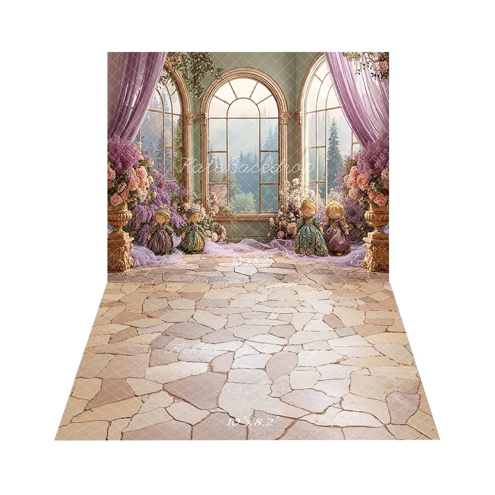 Kate Spring Window Purple Doll+Stone Floor Backdrop