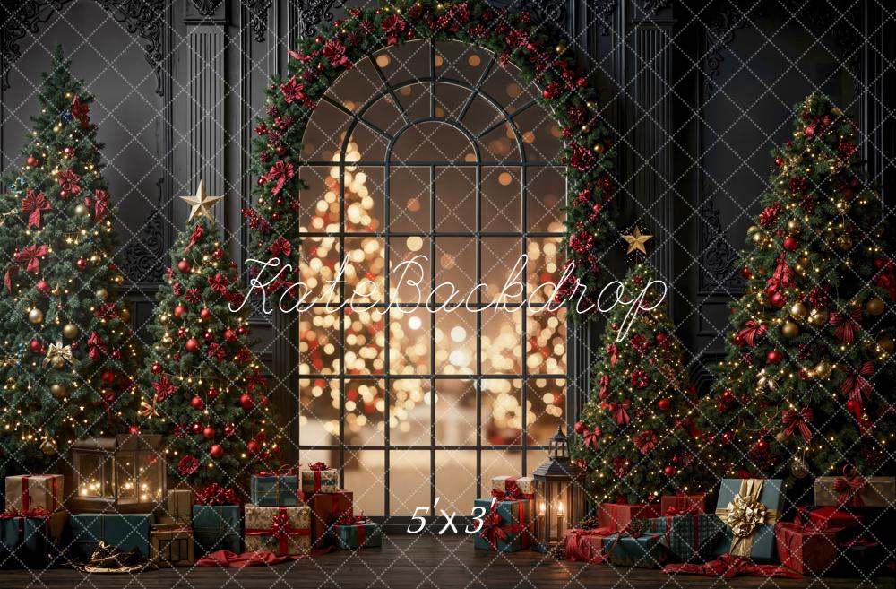 Kate Christmas Tree Arch Bokeh Window Backdrop Designed by Emetselch
