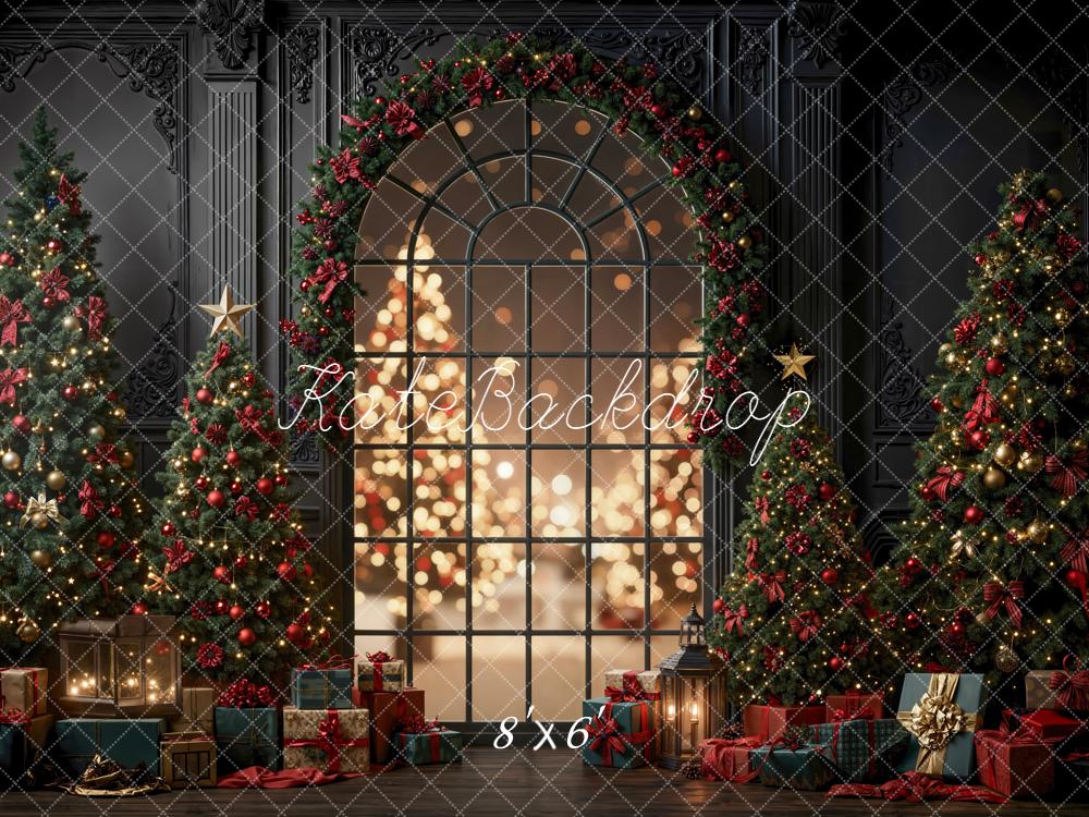 Kate Christmas Tree Arch Bokeh Window Backdrop Designed by Emetselch