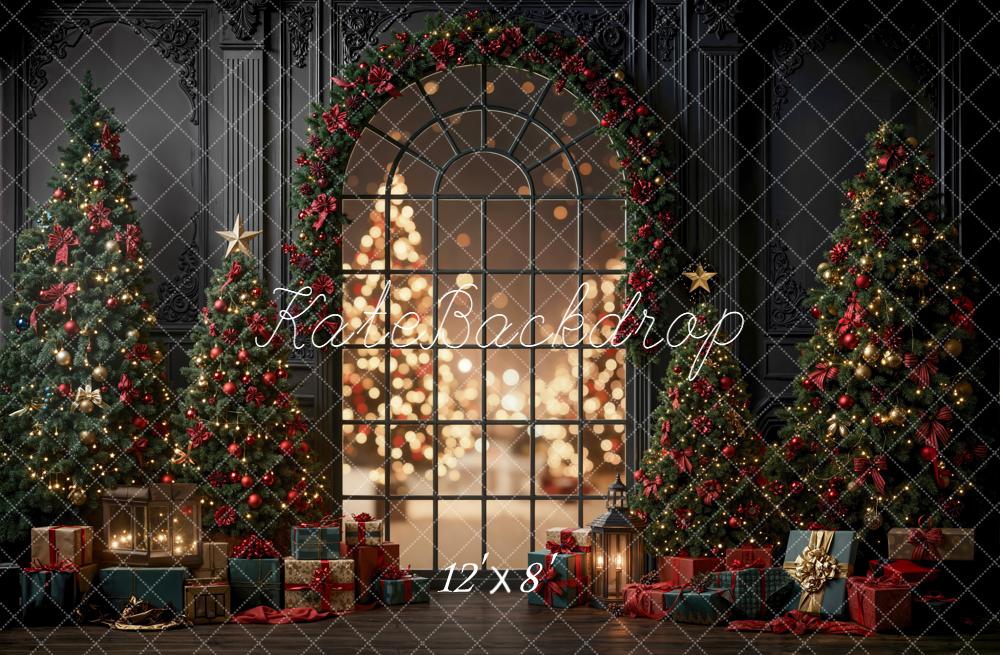 Kate Christmas Tree Arch Bokeh Window Backdrop Designed by Emetselch
