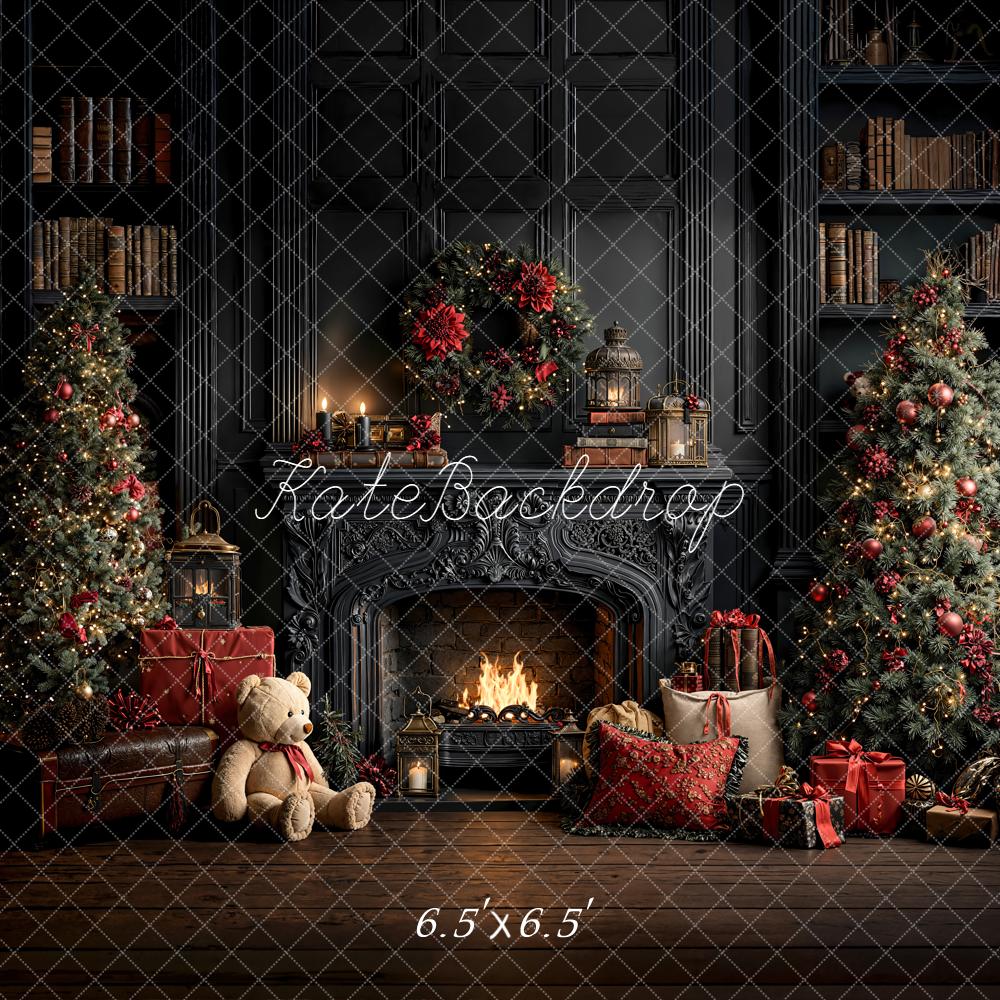 Kate Black Christmas Tree Frieplace Backdrop Designed by Emetselch