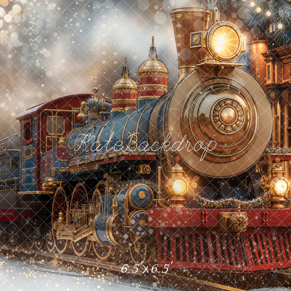 Kate Train Nutcracker Christmas Tree Clock Backdrop Designed by Emetselch - Kate Backdrop AU